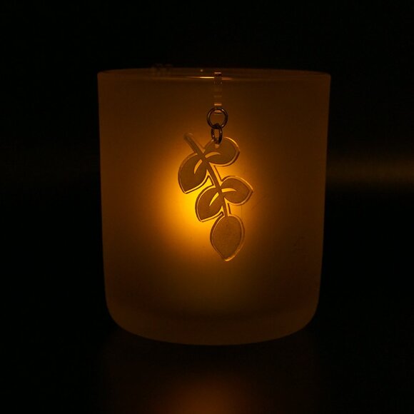 Etched Acrylic Leaf Candle Charms | Elegant Candle Jewelry - Picture 6 of 7